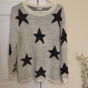 Altar State Women's Star Pattern Sweater - Black and White